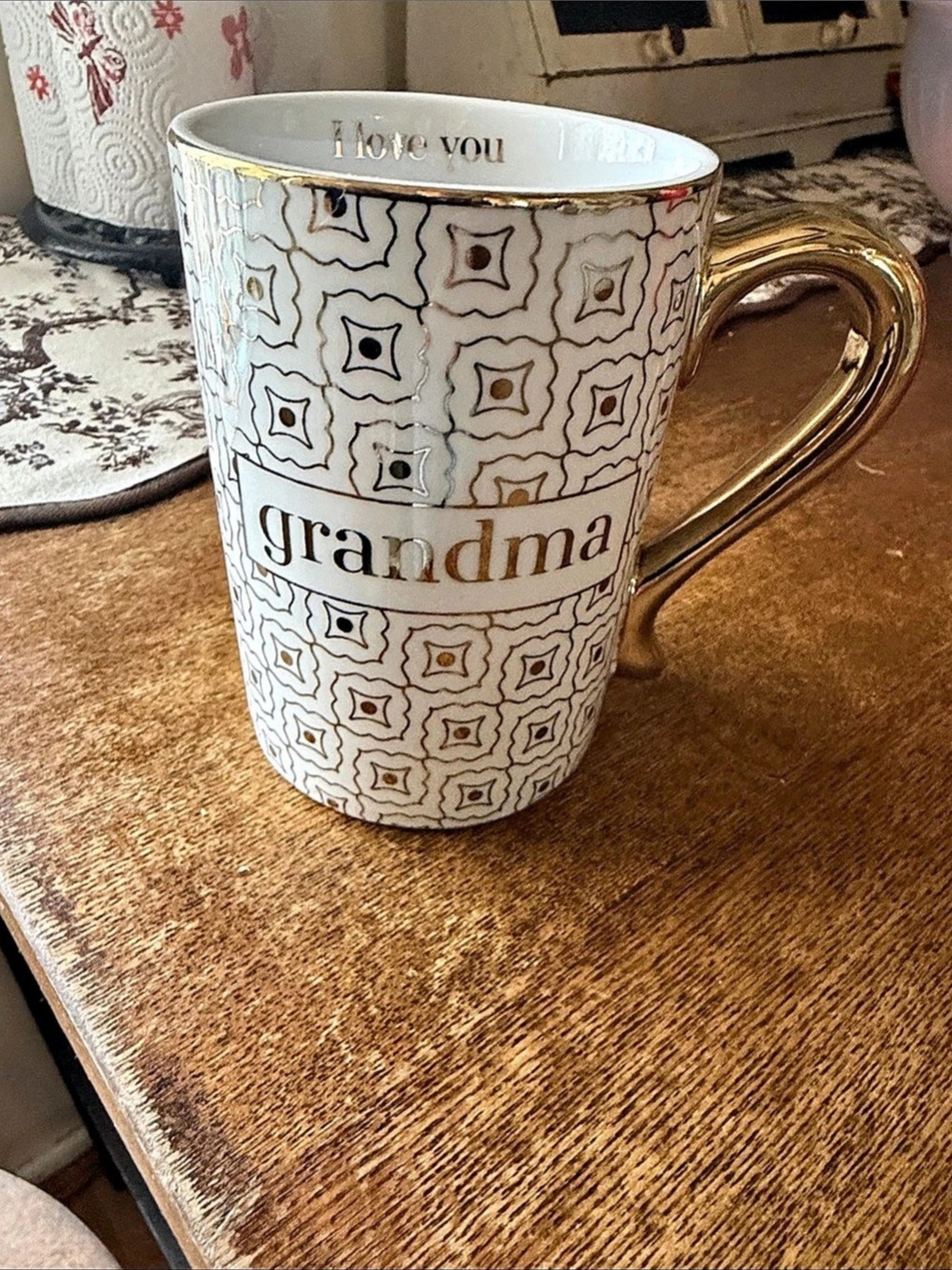 Rosanna I Love You Grandma Coffee Mug White & Gold